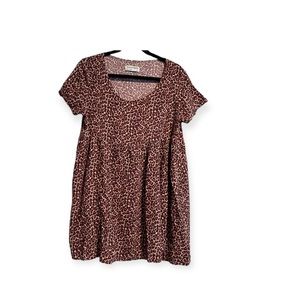 American Apparel Leopard Nathalie Print Babydoll Mini Dress XS Small 2 4